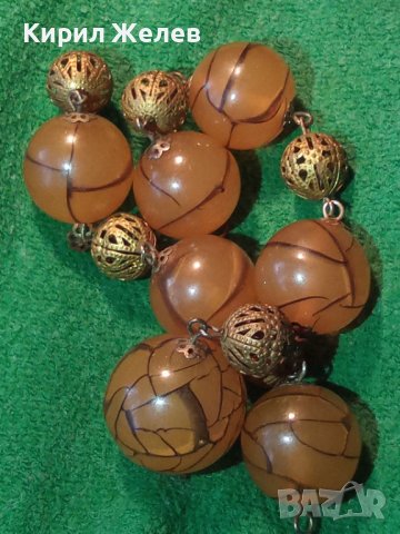 СТАРО КАТАЛИН КЕХЛИБАР КОЛИЕ с ПОЗЛАТА и ФИЛИГРАН 4633, снимка 9 - Колиета, медальони, синджири - 29629118