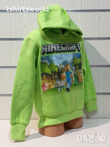 Нов детски суичър в зелен цвят с дигитален печат MINECRAFT, снимка 8 - Детски анцузи и суичери - 36353506