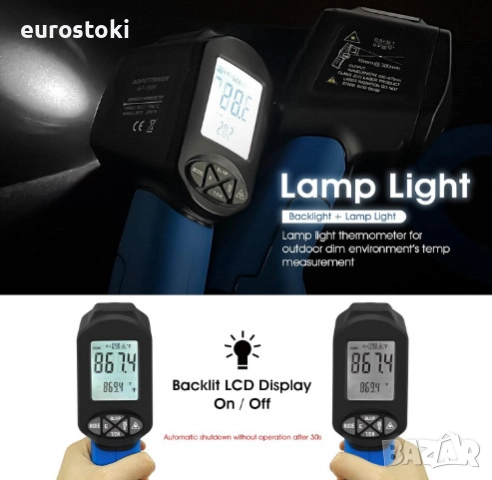 Инфрачервен термометър AOPUTTRIVER AP-1580, инфрачервен пирометър, диапазон от -50°С до 1580°С, снимка 2 - Други инструменти - 52484799