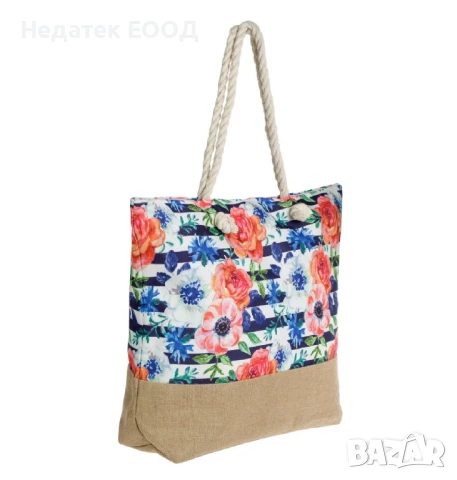 Плажна чанта с дизайн на цветя, 55,5x14,5x41,5 см., снимка 2 - Чанти - 50656321