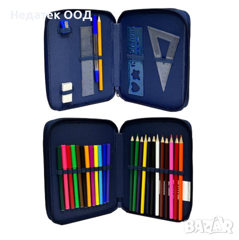 Ученически несесер Fall Guys, Обурудван, 15,5x21x4 см, Тъмно син, снимка 2 - Други - 41963567