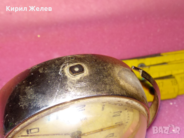 SLAVA MADE in USSR СЛАВА ГЛОБУС Стар РЯДЪК КОЛЕКЦИОНЕРСКИ РУСКИ БУДИЛНИК МЕХ. ЧАСОВНИК СССР 35271, снимка 3 - Антикварни и старинни предмети - 44545319