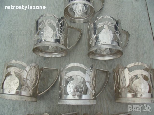 № 7069 девет броя стари руски метални / алуминиеви подстакани   - соц.период / СССР /, снимка 2 - Други ценни предмети - 41511569