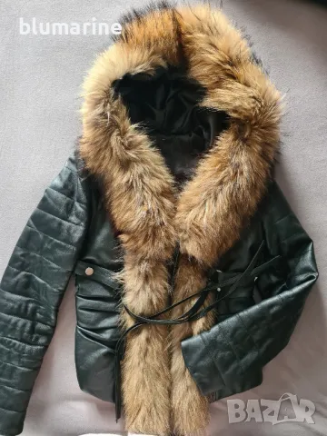 Зимно кожено яке с качулка