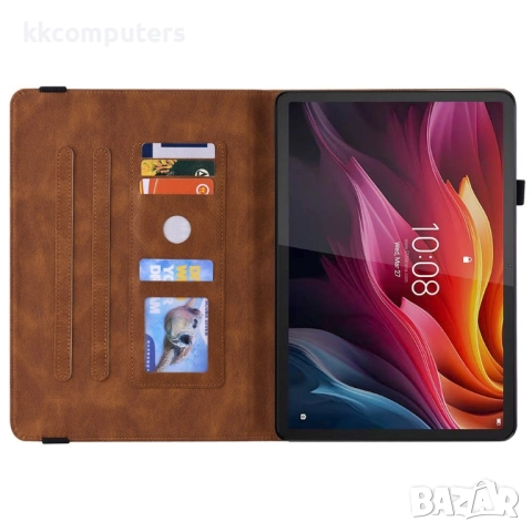 Защитен калъф за Lenovo Tab K11 Plus, Кожен PU с пеперуда, Стойка, 3 слотa за карти, Вкл. Протектор,, снимка 7 - Калъфи, кейсове - 52937854