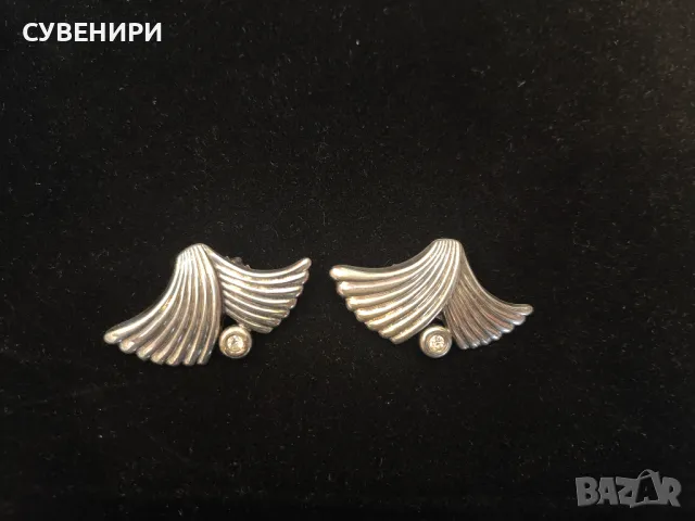 Посребрени винтидж обеци Ermani Bulatti, снимка 2 - Обеци - 49904216