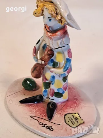 италианска порцеланова фигурка клоун Арлекин Gilde Cosaro, снимка 3 - Колекции - 49505209