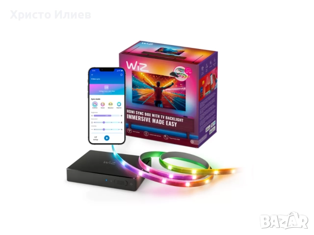 Стартов комплект WiZ Sync box 55"-65" Комплект LED ленти за подсветка на телевизор, снимка 14 - Лед осветление - 52380296