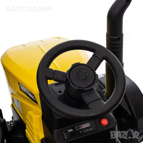 Трактор Акумулаторен с Ремарке 12V с родителски контрол Жълт 8390080-2BR / HL-3388, снимка 9 - Коли, камиони, мотори, писти - 47438692