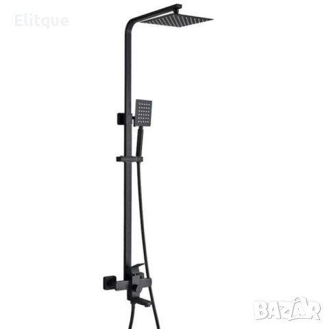 Комплект душ колона, стенен монтаж, двойно управление, керамика, 131-200 мм, черна