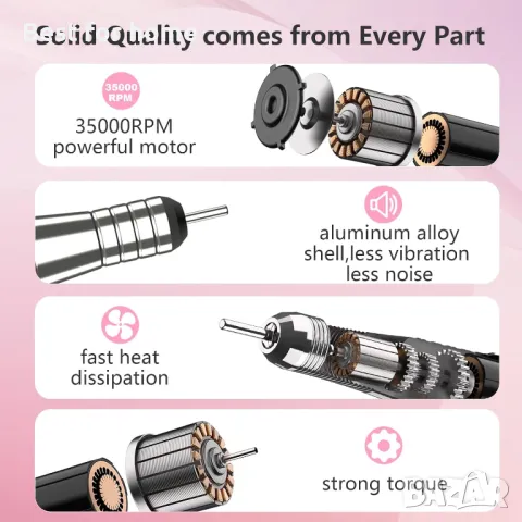 Професионална безжична електрическа пила за нокти Kredioo, снимка 2 - Педикюр и маникюр - 49901243