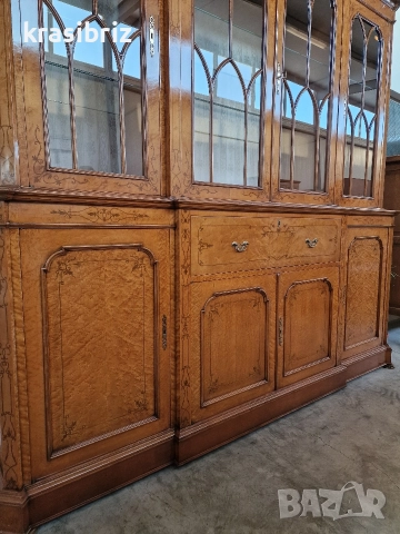 Античен Сет- Масивна Витрина с Писалище,Скрин и Маса+6 бр.Стола-внос от Германия!, снимка 8 - Витрини - 52882467