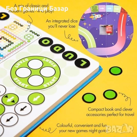 Нова компактна 4 в 1 настолни игри книга със spinner, жетони, пътуване 3+ деца, снимка 7 - Образователни игри - 53691329