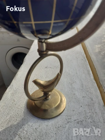 Глобус с инкрустирани полускъпоценни камъни лапис седеф др., снимка 6 - Антикварни и старинни предмети - 50999009