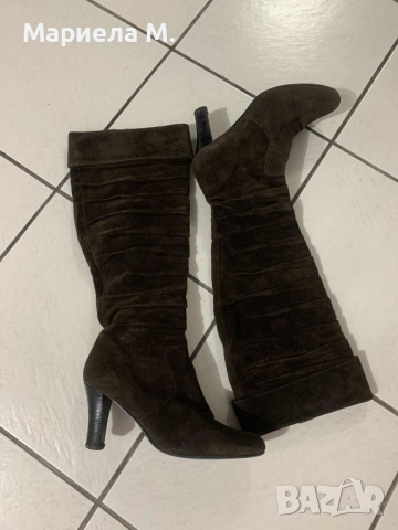 Ботуши, 36, кафеви, естествен велур