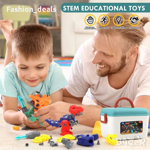 Нова Играчка за сглобяване на динозавър с Бормашина Отвертки Подарък за деца 3+ години Коледа, снимка 4 - Образователни игри - 39011232