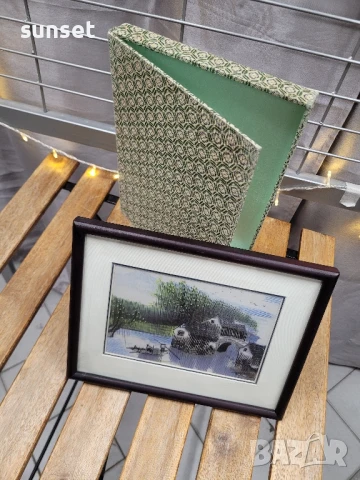 Картина от КОПРИНА,ръчно шита и бродирана , в кутия , за подарък- Япония, снимка 6 - Картини - 51261590