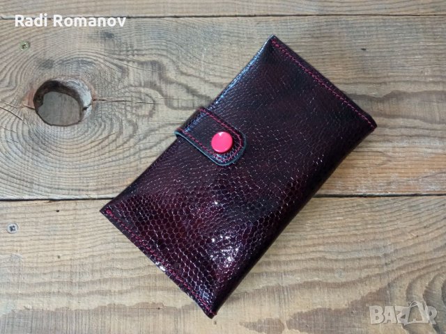 Дамски кожен портфейл, дамско портмоне,ръчна изработка, бордо, снимка 8 - Портфейли, портмонета - 41421087