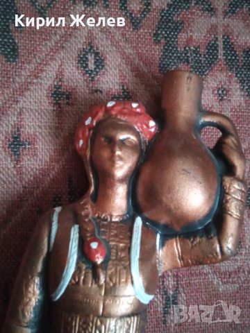 Бутилка стара керамична фигурална  ръчно рисувана етно тематика 43745, снимка 3 - Колекции - 44449158