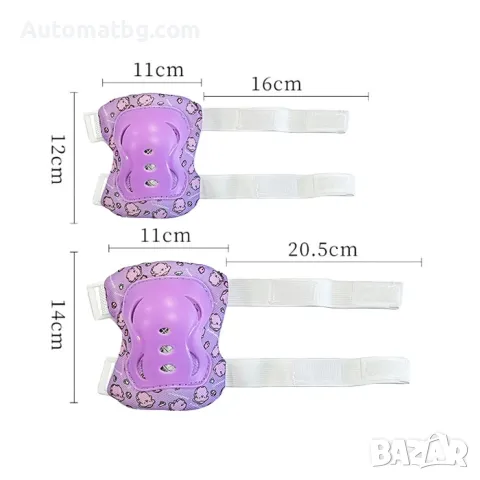 Детски наколенки и налакътници Automat, 6бр протектори, Лилави, снимка 2 - Спортна екипировка - 49430408