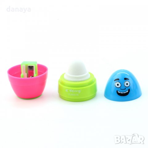 2389 Острилка с гума и контейнер Забавно яйце, снимка 4 - Ученически пособия, канцеларски материали - 34028691