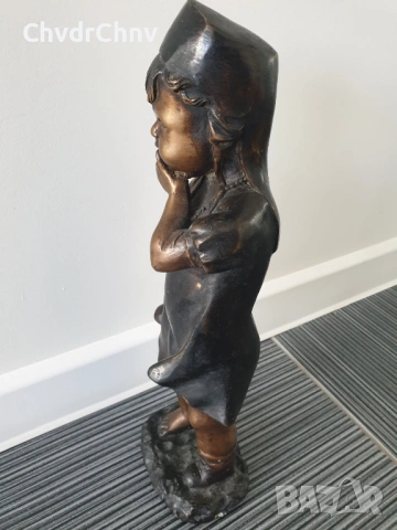 42см-4кг Juan Clara бронзова скулптура/фигура на дете с обувка/испанска статуетка, снимка 2 - Статуетки - 53654570