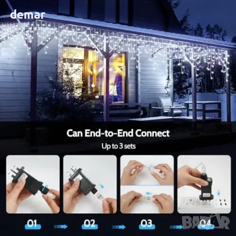 Външни коледни светлини Icicle IP65 с 400 LED, топло бяло, снимка 5 - Външни лампи - 55776148