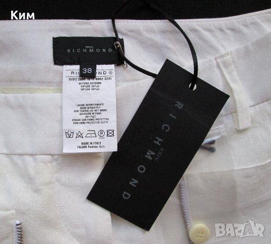 Къси панталонки John Richmond лен памук бяло, снимка 3 - Къси панталони и бермуди - 34442194