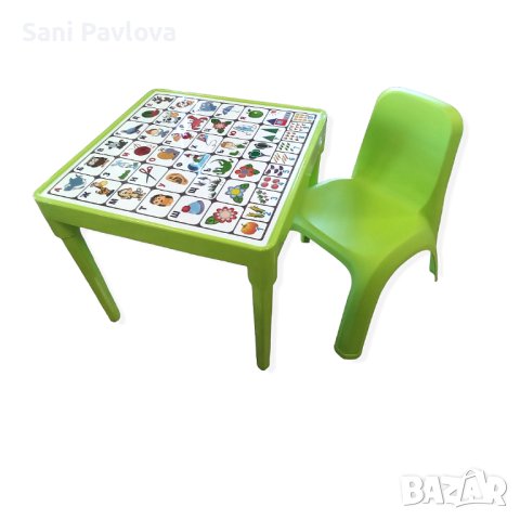 Комплект детска маса с Българската азбука и столче