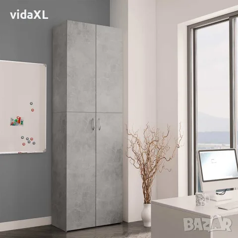 vidaXL Офис шкаф, бетонно сив, 60x32x190 см, инженерно дърво, снимка 3 - Столове за офис - 56147742