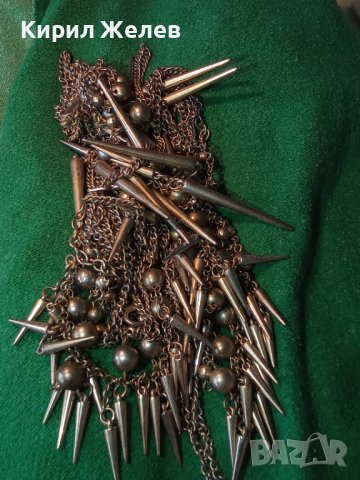 ПОЗЛАТЕНА ОГРОМНА ОГЪРЛИЦА СТОМАНЕНА ВЕРИЖКА и МЕСИНГОВИ ВИСУЛКИ 31629, снимка 15 - Колиета, медальони, синджири - 37991302