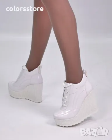 Кецове на платформа - бял лак - NO4, снимка 2 - Кецове - 49941102