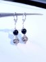 Разкошни обеци с камъни Черен диамант и фини филигранни орнаменти в цвят сребро , снимка 5