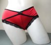 S червени микрофибърни бикини с черни сатенени ластици, снимка 5