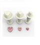 3 бр мини сърце в сърце пластмасови резци с бутало релефни форми тесто фондан украса резец форма