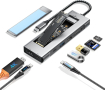 ESSAGER 8 в 1 USB C хъб с M.2 SSD корпус, 4K HDMI, USB 3.2 Gen2, 100W PD, снимка 1