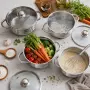 Комплект тенджери неръждаема стомана 10 части – индукционно дъно, стъклени капаци и съвместимост с в, снимка 5