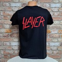 Нова мъжка тениска с дигитален печат на музикалната група Slayer с ГРЪБ, снимка 3 - Тениски - 42648754