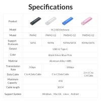 Orico външна кутия за диск Storage - Case - M.2 NVMe M/B key 10 Gbps Black - PWM2-G2, снимка 16 - Външни хард дискове - 44783210