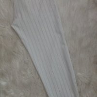 СТРАХОТЕН спортно-елегантен панталон с висока талия  - бял на черно райе, снимка 5 - Панталони - 41686906
