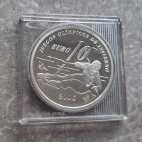 Възпоменателна сребърна монета 10 Euro - Juan Carlos I 2006 Winter Olympics Turin, снимка 1 - Нумизматика и бонистика - 42700050