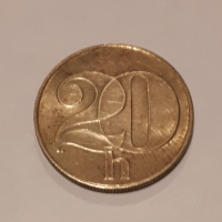 Монета 20 хелера (Чехословакия), 1992, снимка 1 - Нумизматика и бонистика - 36073231
