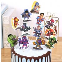 Avengers Отмъстителите Капитан Америка Хълк картонени топери украса декор клечки за торта, снимка 1 - Други - 33832236