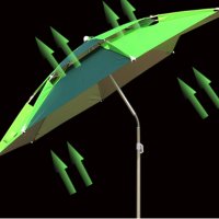 Чадър - двуслоен с UV защита и вградена ветроупорна клапа - 2.20 м., снимка 1 - Къмпинг мебели - 40998379