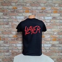 Нова мъжка тениска с дигитален печат на музикалната група Slayer с ГРЪБ, снимка 6 - Тениски - 42648754