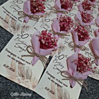 Букетче от сухи цветя върху перлено картонче - подаръче за сватба, кръщене или рожден ден , снимка 5 - Подаръци за сватба - 41682369