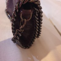 Италианска чанта от естествена кожа цвят патладжан/лилав , снимка 5 - Чанти - 38788846