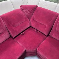 Червен ъглов диван от плат с ф-я сън и ел.лежанка "SC Classic", снимка 6 - Дивани и мека мебел - 39971796