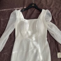 Бяла официална рокля - миди, снимка 8 - Рокли - 44438828