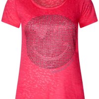 Розова тениска с имотикон от сребристи кабсички , снимка 4 - Тениски - 40380660